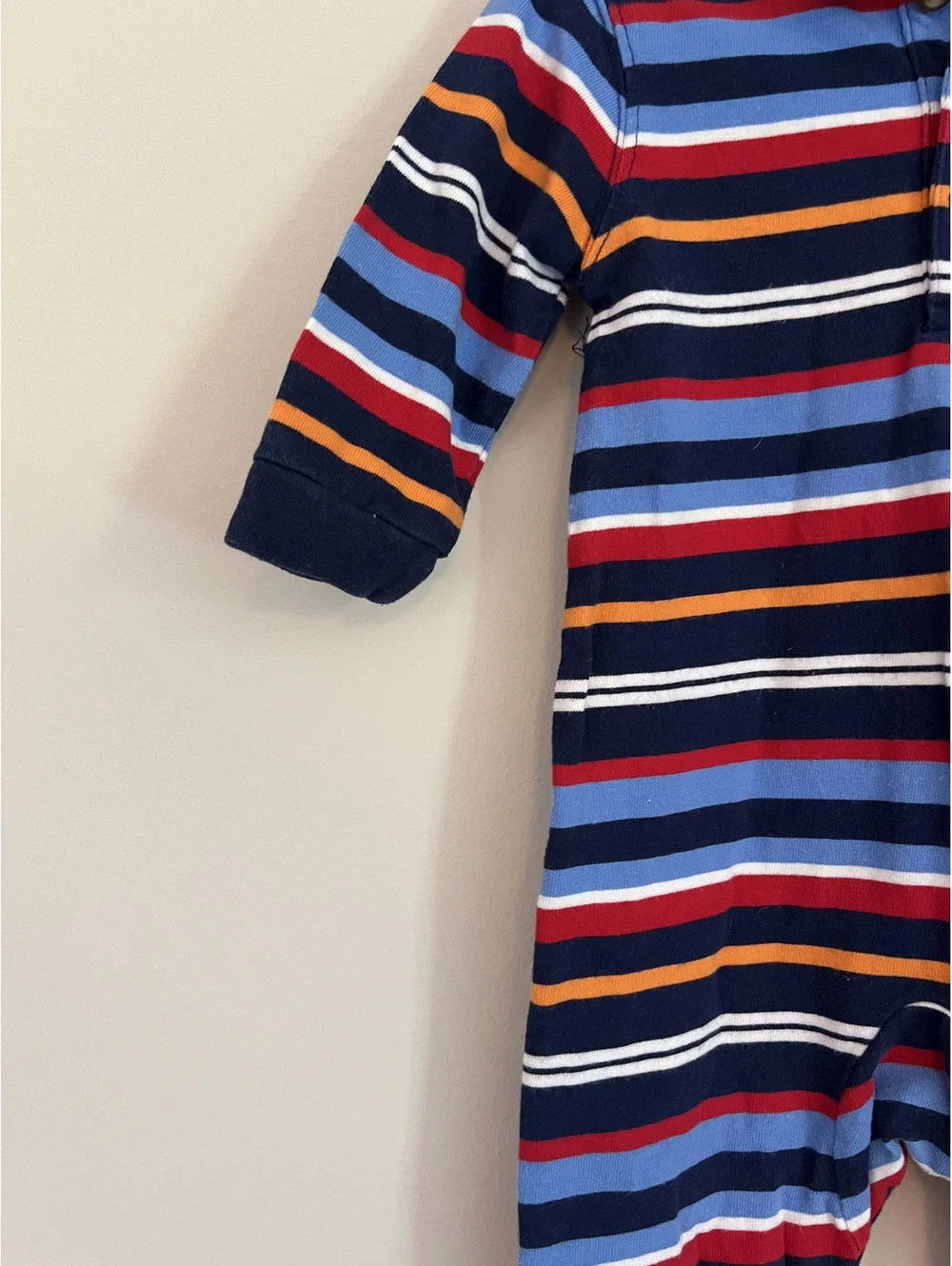 Vintage Boys Starting Out Navy Stripe Long Sleeve Jumpsuit